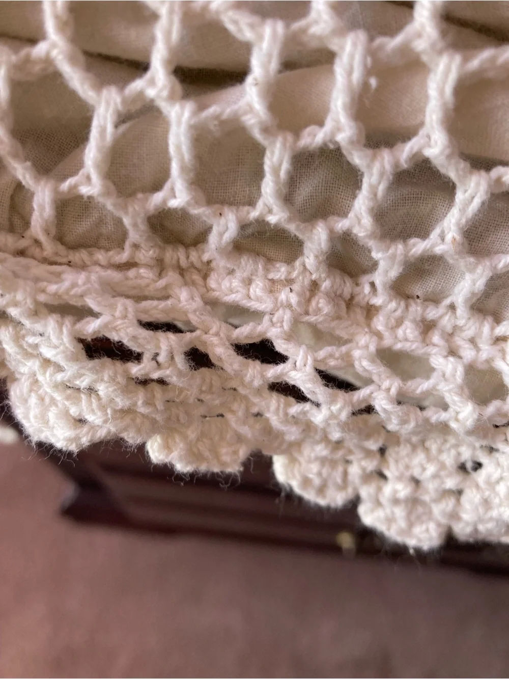 Handmade Crochet Accent Pillow - Cream